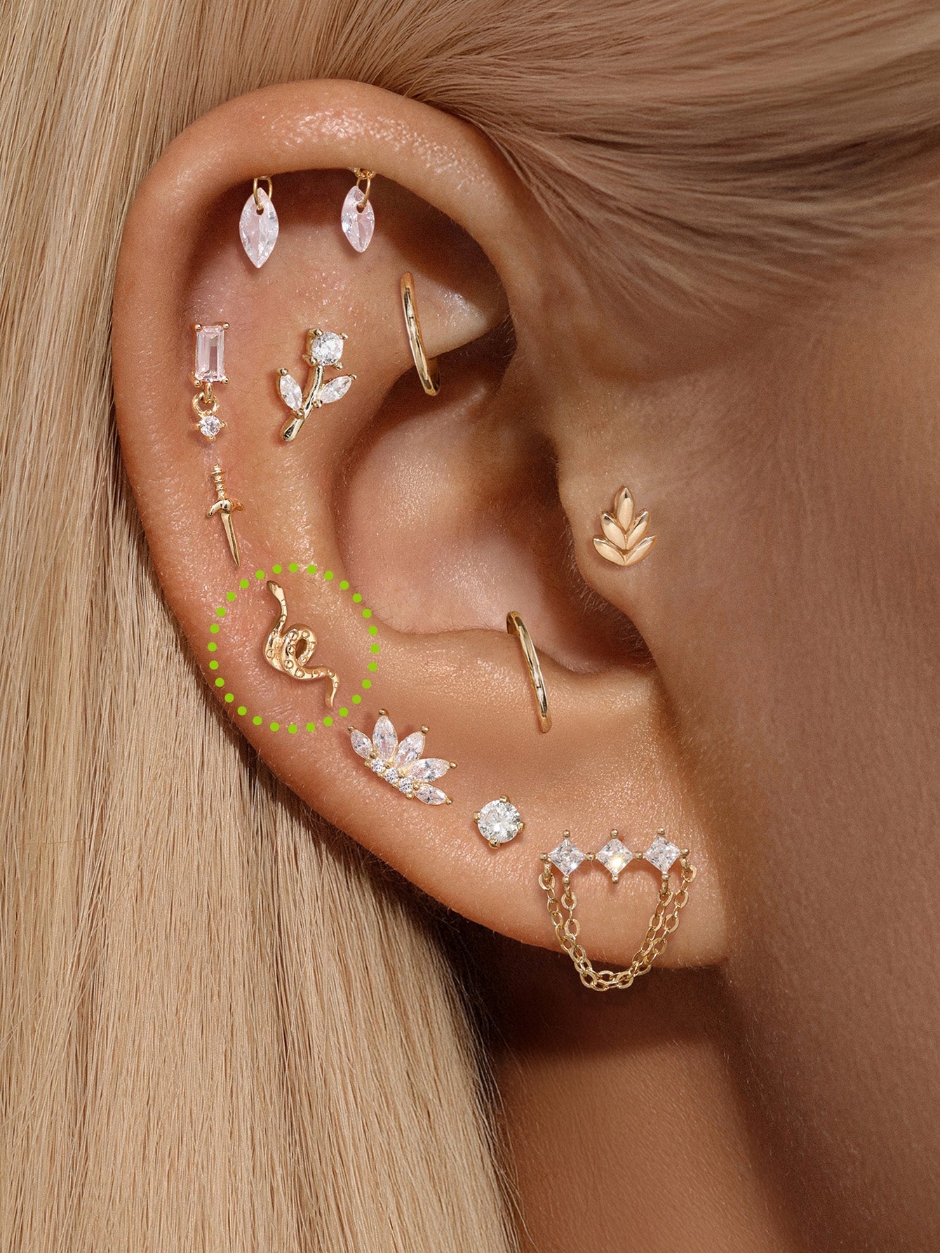 14K Solid Gold Snake Flatback - Kosinerjewelry