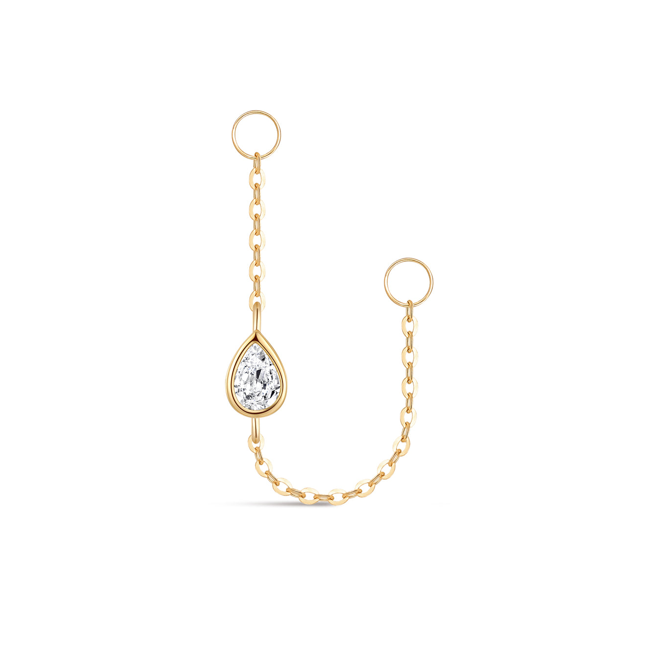 14K Solid Gold Marquise Tassel Chain Hoop Charm - Kosinerjewelry