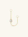 14K Solid Gold Marquise Tassel Chain Hoop Charm - Kosinerjewelry