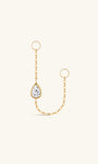 Amuleto de corrente KOSINER Teardrop CZ, vista lateral, ouro 14K