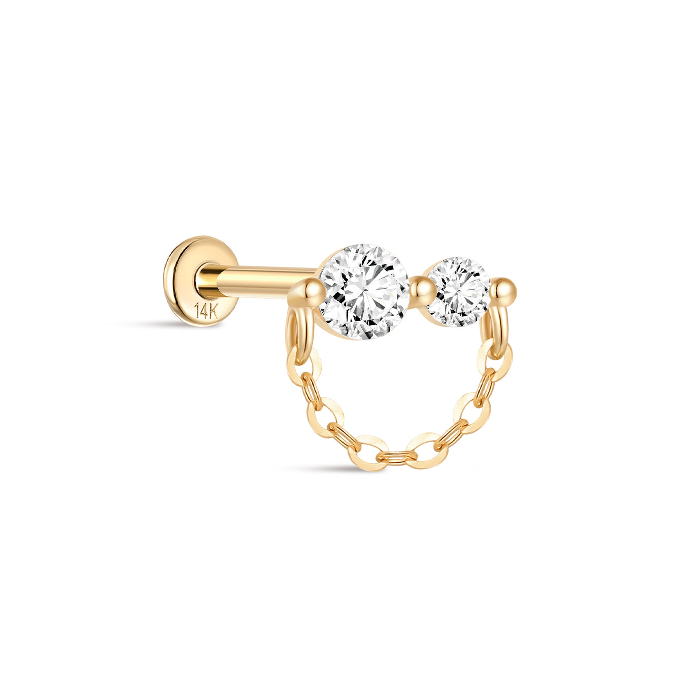 14K Solid Gold U-Shaped Tassel Flatback - Kosinerjewelry-