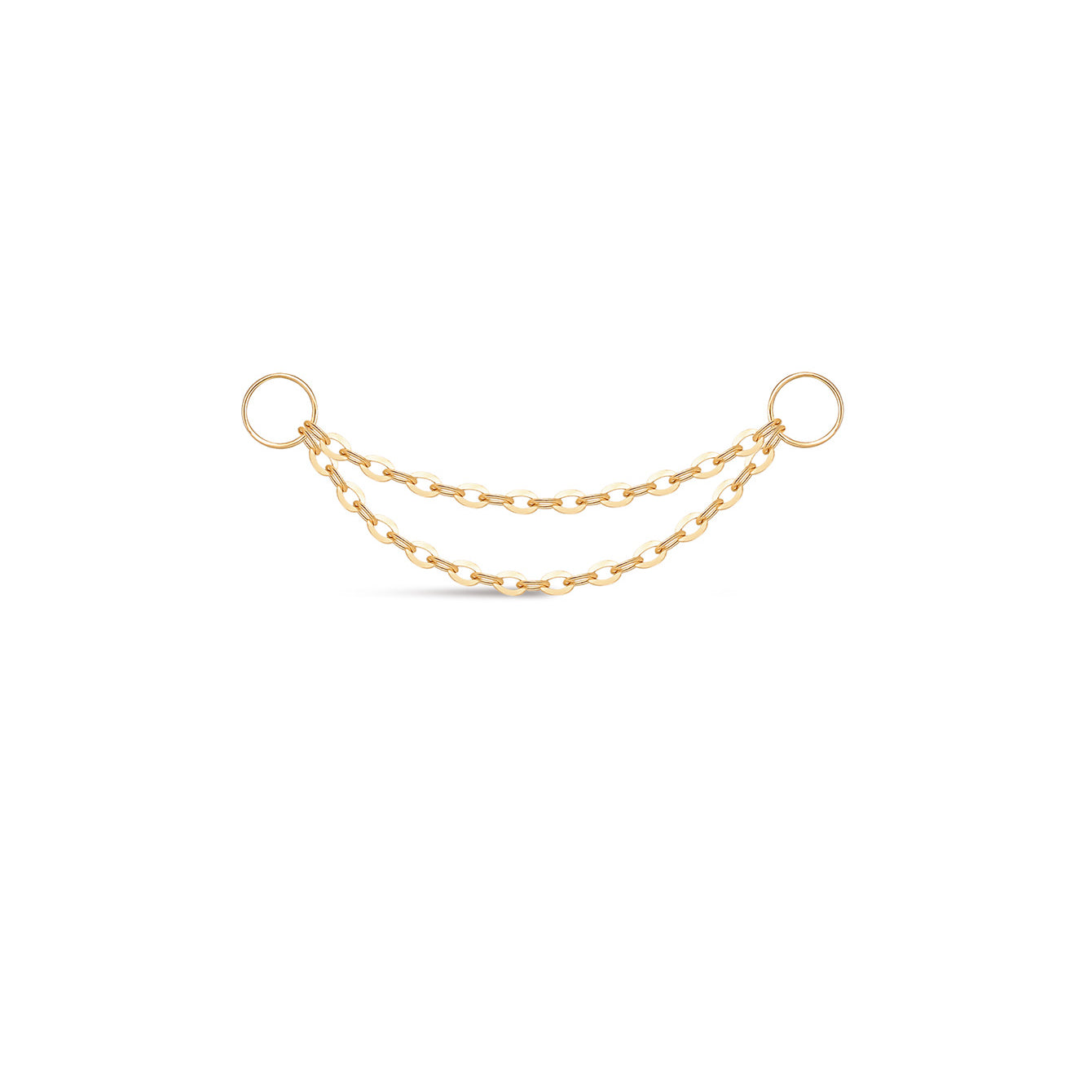 14K Solid Gold Double Chain Hoop Charm - Kosinerjewelry
