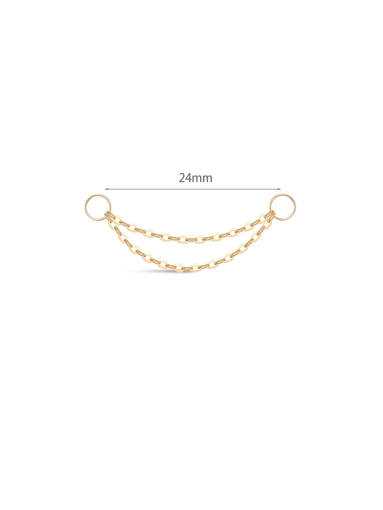 14K Solid Gold Double Chain Hoop Charm - Kosinerjewelry