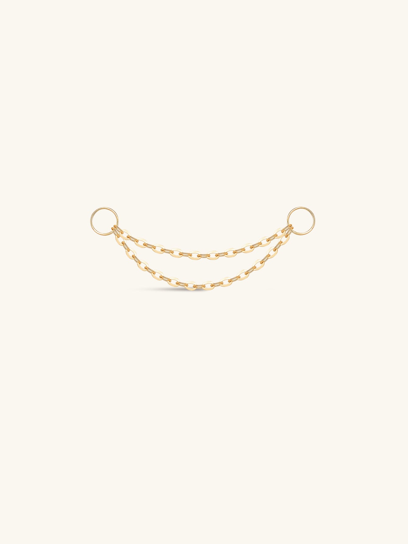 14K Solid Gold Double Chain Hoop Charm - Kosinerjewelry