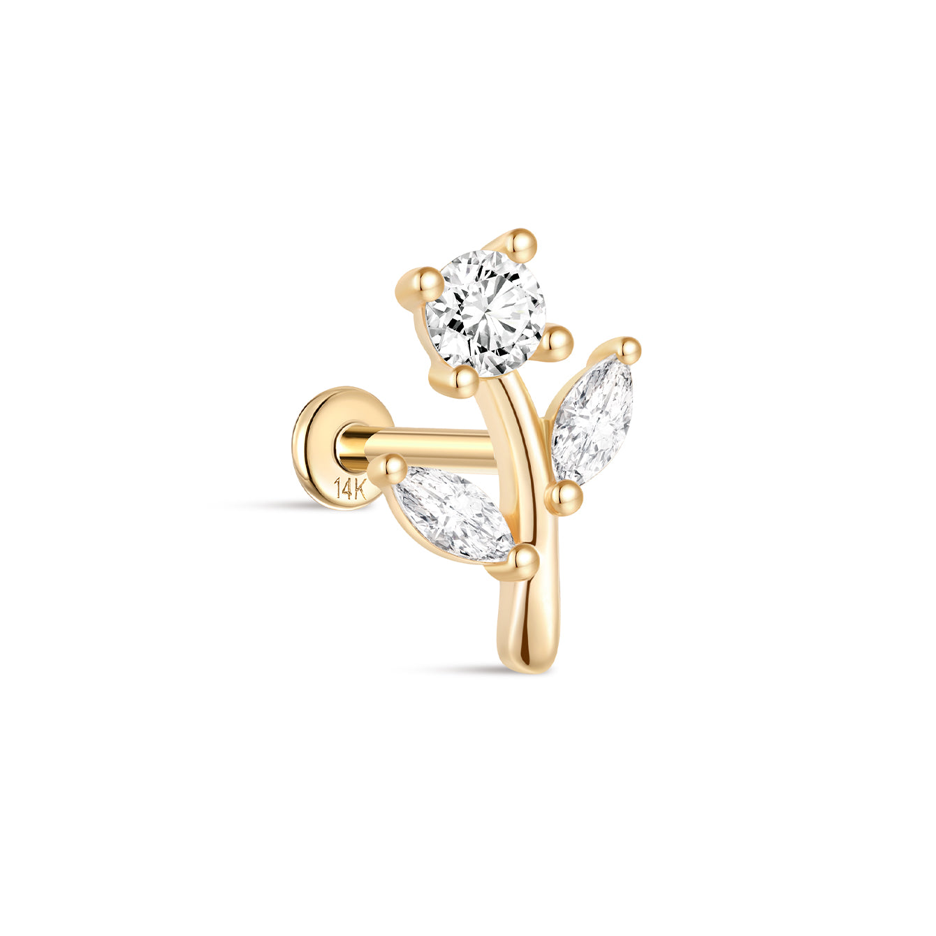 14K Solid Gold PAV¨¦ Flower Flatback - Kosinerjewelry