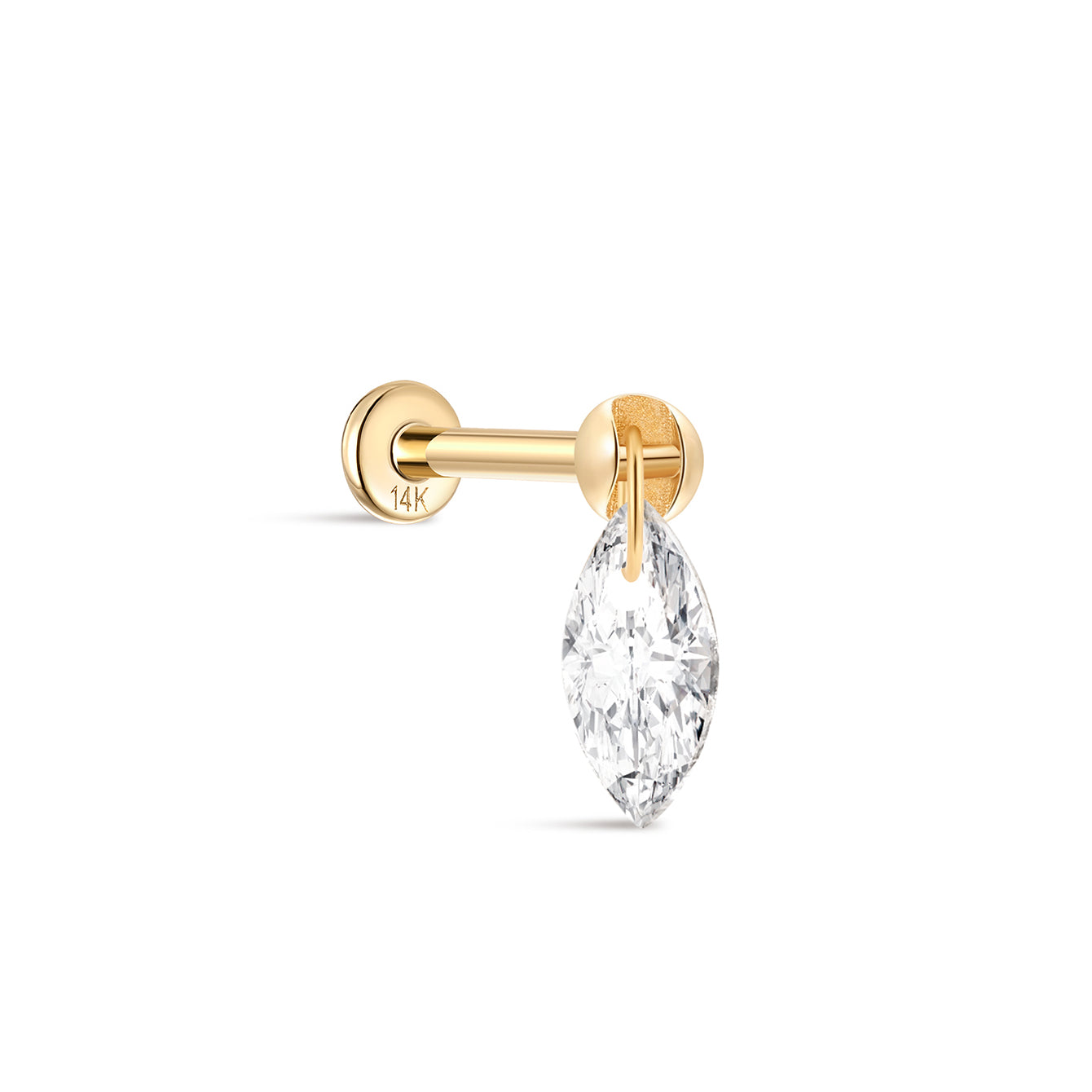 14K Solid Gold Marquise Flatback - Kosinerjewelry