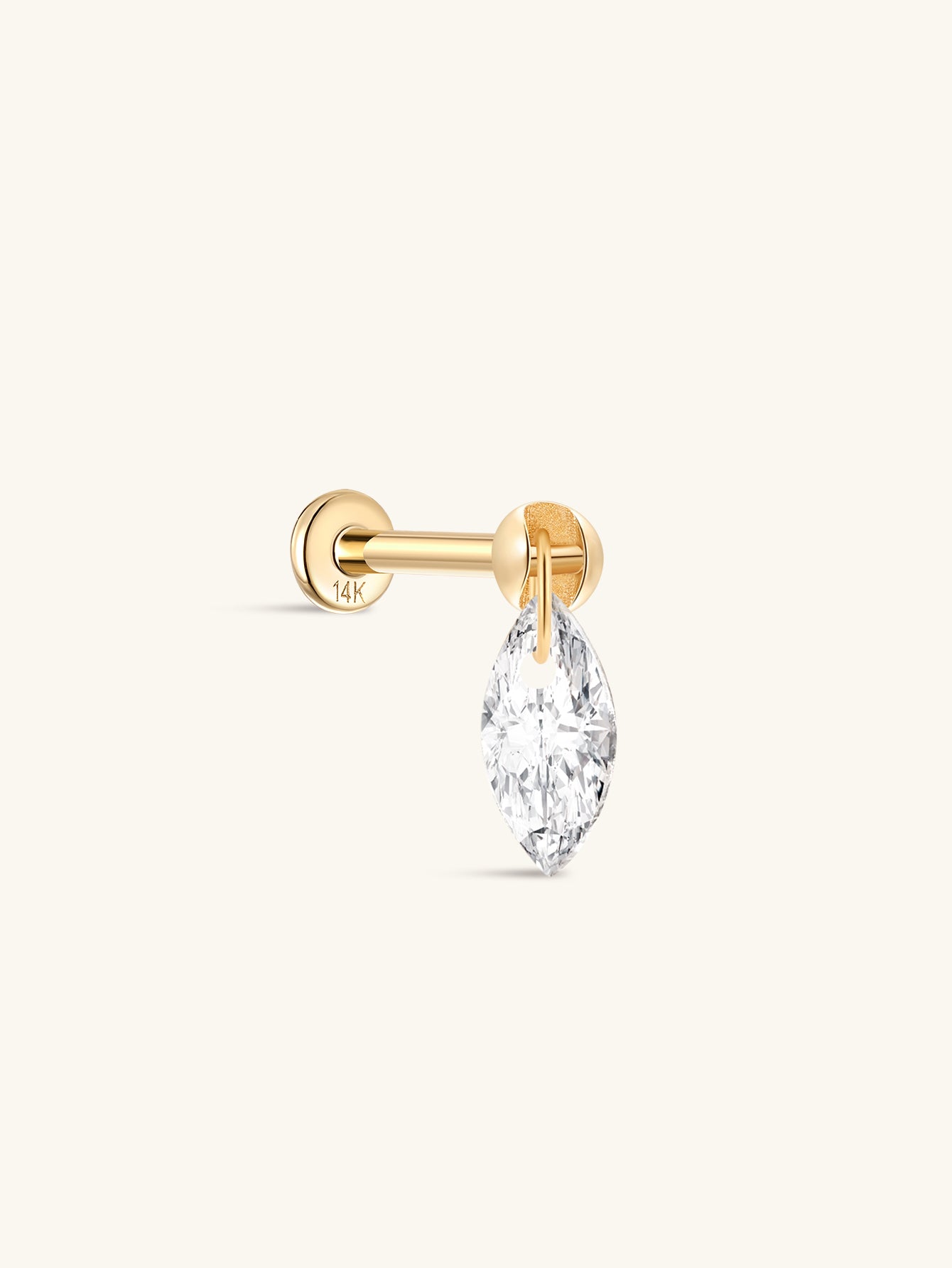 14K Solid Gold Marquise Flatback - Kosinerjewelry