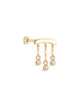 14K Solid Gold Tassel Chain Ear Piercing Stud - Kosinerjewelry