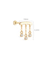 14K Solid Gold Tassel Chain Ear Piercing Stud - Kosinerjewelry