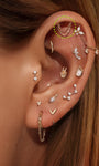 Piercing de orelha com corrente de borla dupla em ouro maciço 14K - joias Kosiner