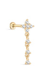 kosiner jewelry 14k Solid Gold Four - petaled Flower Ear Piercing Stud