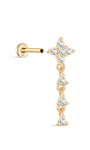 kosiner jewelry 14k Solid Gold Four - petaled Flower Ear Piercing Stud