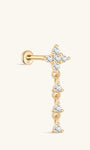 kosiner jewelry 14k Solid Gold Four - petaled Flower Ear Piercing Stud