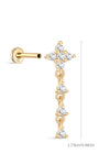 kosiner jewelry 14k Solid Gold Four - petaled Flower Ear Piercing Stud