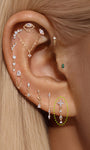 kosiner jewelry 14k Solid Gold Four - petaled Flower Ear Piercing Stud
