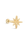 14K Solid Eight Pointed Star Ear Piercing Stud - Kosinerjewelry