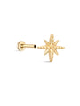 14K Solid Eight Pointed Star Ear Piercing Stud - Kosinerjewelry