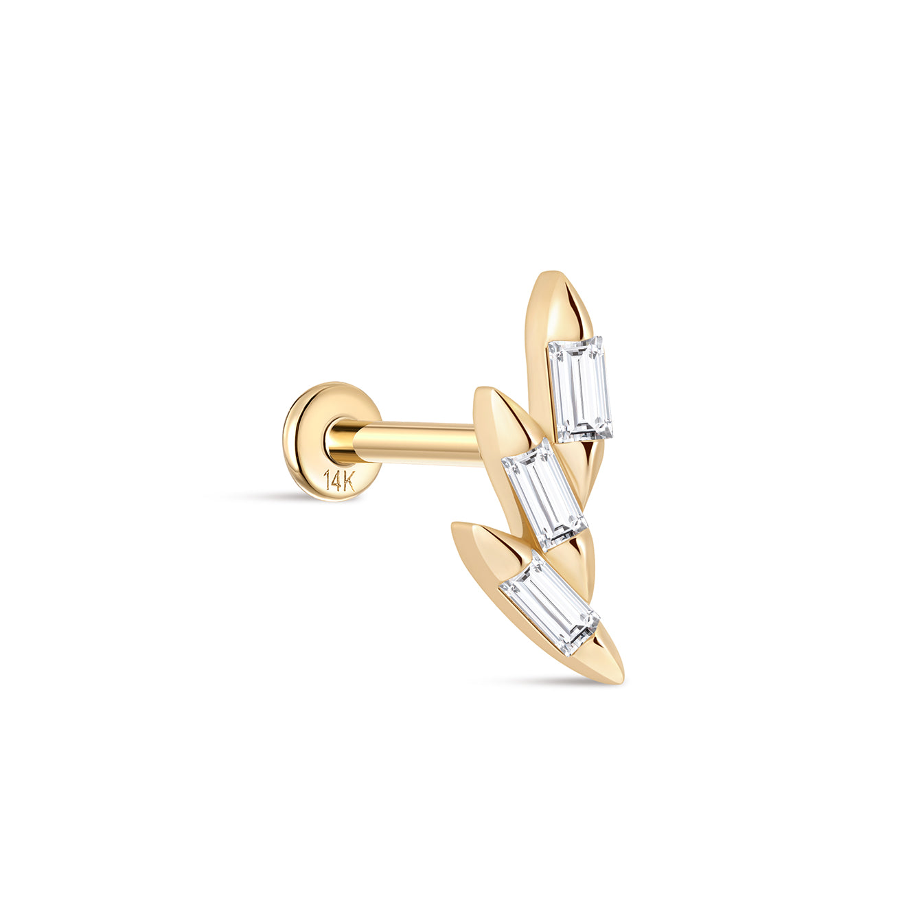 Perno per piercing all'orecchio geometrico in oro massiccio 14k