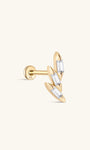A refined 14K solid gold geometric climber stud designed for sharp structure and modern sparkle.