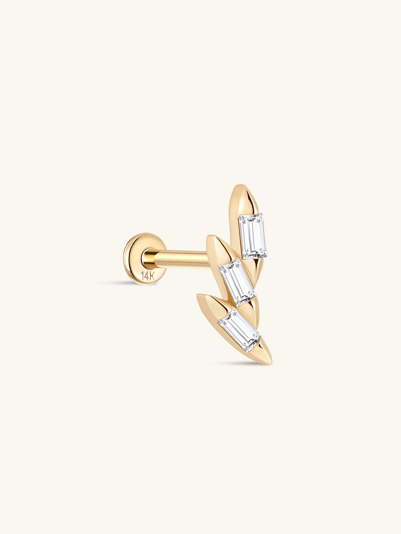 Perno per piercing all'orecchio geometrico in oro massiccio 14k