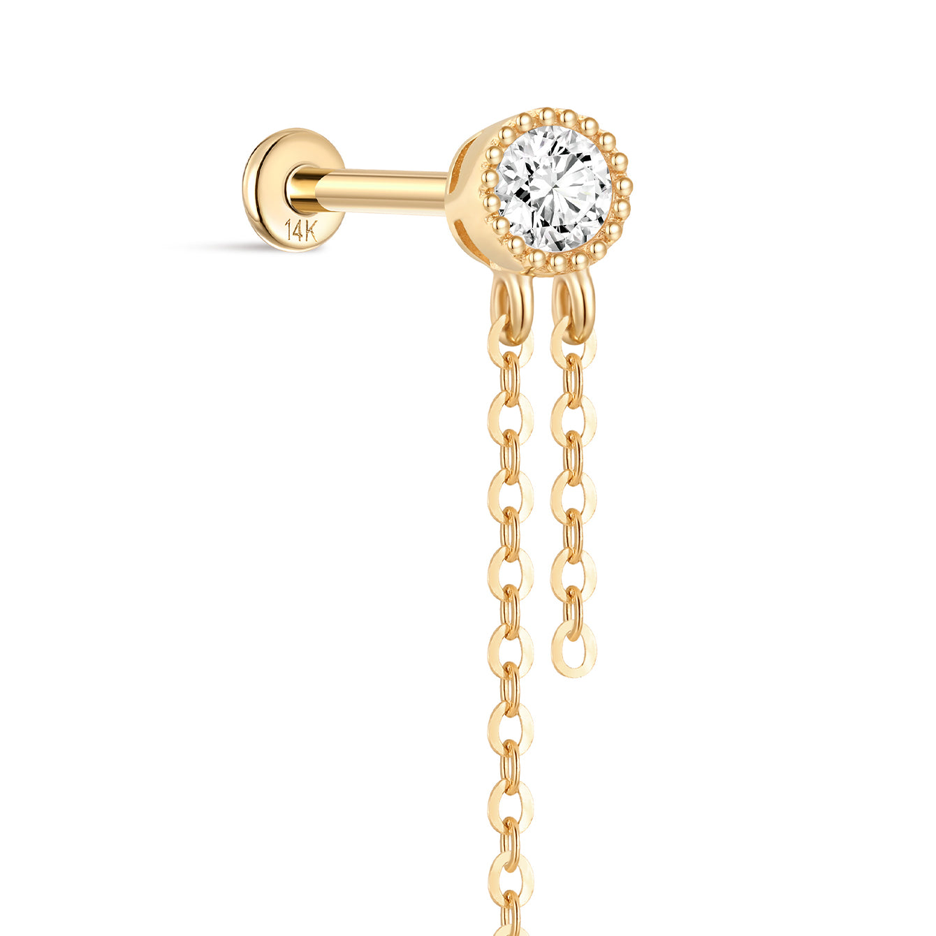 kosiner jewelry 14k Solid Gold Single - stone Flat Back Stud Earrings