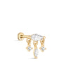 kosiner jewelry 14k Solid Gold Marquise Flat Back Ear Piercing Stud