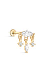 kosiner jewelry 14k Solid Gold Marquise Flat Back Ear Piercing Stud