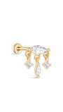 kosiner jewelry 14k Solid Gold Marquise Flat Back Ear Piercing Stud