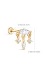 kosiner jewelry 14k Solid Gold Marquise Flat Back Ear Piercing Stud