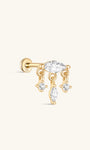 kosiner jewelry 14k Solid Gold Marquise Flat Back Ear Piercing Stud