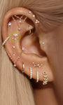 kosiner jewelry 14k Solid Gold Marquise Flat Back Ear Piercing Stud