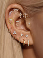 kosiner jewelry 14k Solid Gold Marquise Tassel Flatback Ear Piercing Stud