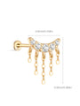 kosiner jewelry 14k Solid Gold Crescent - shaped Tassel Flatback Ear Piercing Stud