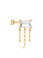 kosiner jewelry 14k Solid Gold Rectangular Tassel Flatback Ear Piercing Stud