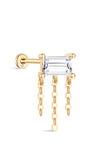 kosiner jewelry 14k Solid Gold Rectangular Tassel Flatback Ear Piercing Stud