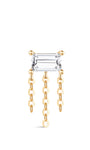 kosiner gioielli in oro massiccio 14k con nappa rettangolare con retro piatto per piercing all'orecchio