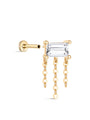 kosiner jewelry 14k Solid Gold Rectangular Tassel Flatback Ear Piercing Stud