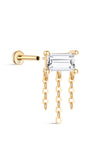 kosiner gioielli in oro massiccio 14k con nappa rettangolare con retro piatto per piercing all'orecchio