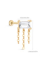 kosiner jewelry 14k Solid Gold Rectangular Tassel Flatback Ear Piercing Stud