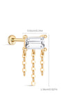 kosiner gioielli in oro massiccio 14k con nappa rettangolare con retro piatto per piercing all'orecchio
