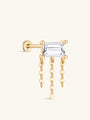 kosiner jewelry 14k Solid Gold Rectangular Tassel Flatback Ear Piercing Stud