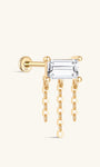kosiner gioielli in oro massiccio 14k con nappa rettangolare con retro piatto per piercing all'orecchio