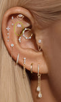 kosiner gioielli in oro massiccio 14k con nappa rettangolare con retro piatto per piercing all'orecchio