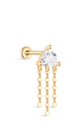 kosiner Schmuck 14k Massivgold Dreieckiger Fransen Flatback Ohr Piercing Stecker