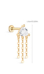 kosiner Schmuck 14k Massivgold Dreieckiger Fransen Flatback Ohr Piercing Stecker