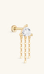 kosiner Schmuck 14k Massivgold Dreieckiger Fransen Flatback Ohr Piercing Stecker