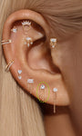 kosiner Schmuck 14k Massivgold Dreieckiger Fransen Flatback Ohr Piercing Stecker