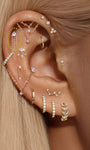 kosiner Schmuck 14k Massivgold Dreieckiger Fransen Flatback Ohr Piercing Stecker