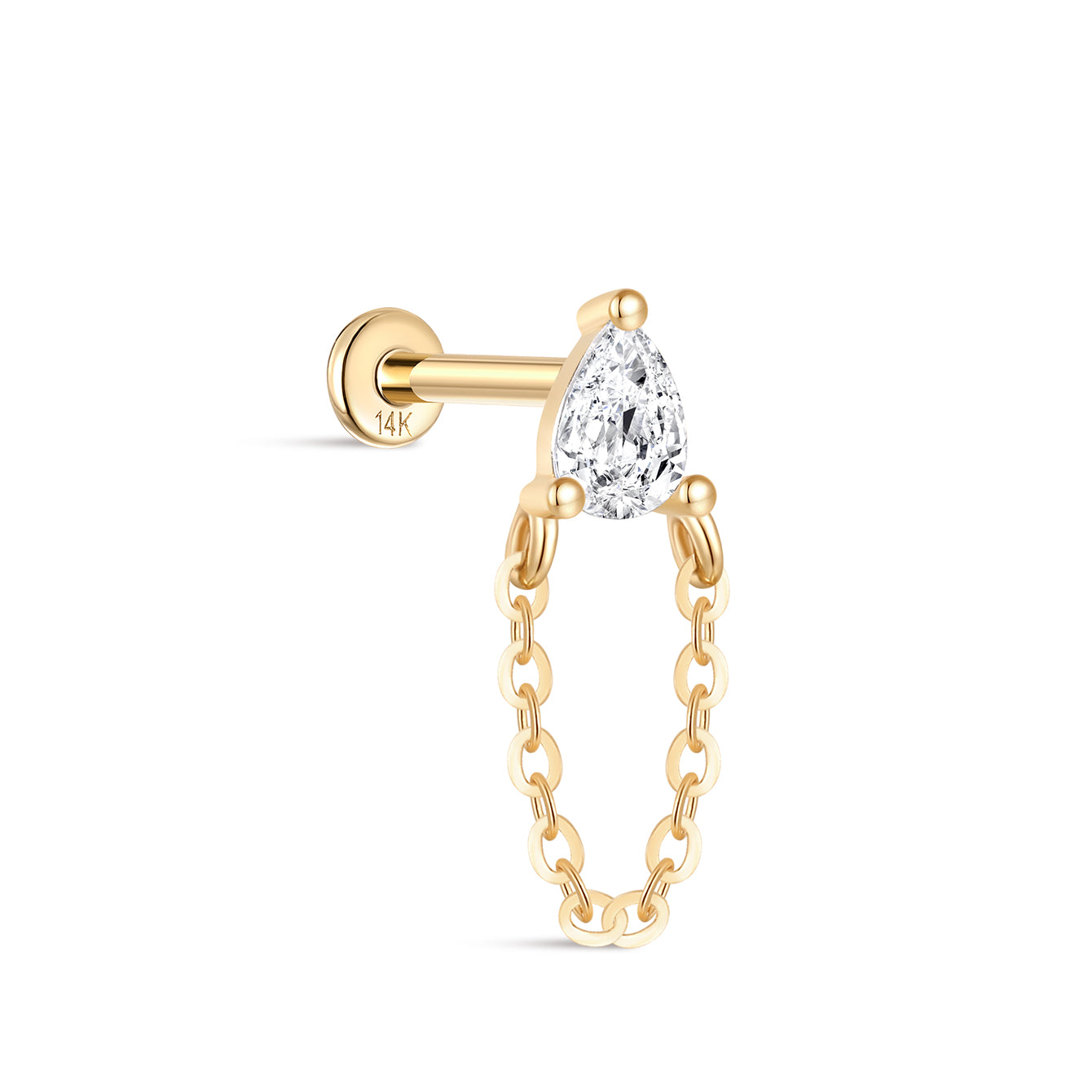 kosiner jewelry 14k Solid Gold Crystal Dewdrop Tassel Stud