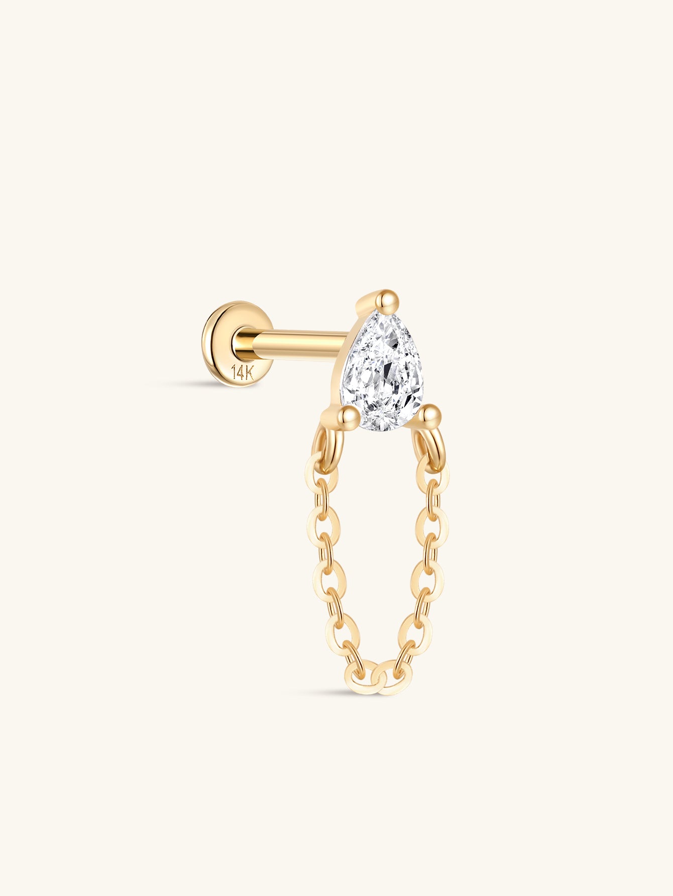 kosiner jewelry 14k Solid Gold Crystal Dewdrop Tassel Stud